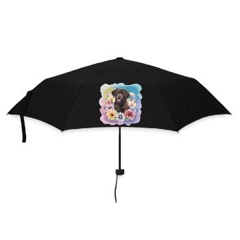 Brauner Labrador mit Blumen - Regenschirm (klein) - Schwarz - Vorne