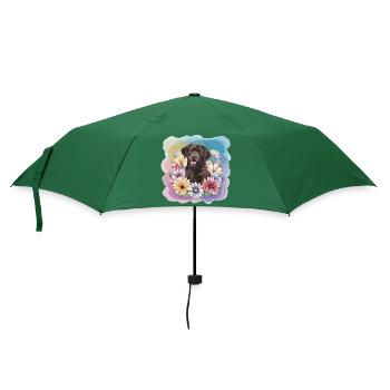 Brown Labrador with flowers - Umbrella (small) - bottlegreen - Front
