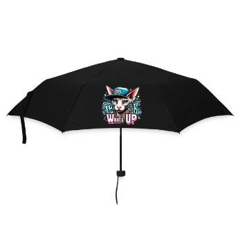 Sphynx Katze cool Was geht ab Hip Hop Geschenk - Regenschirm (klein) - Schwarz - Vorne