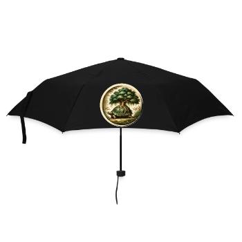 Tortue avec un bonsaï sur sa carapace - Parapluie standard - noir - Devant