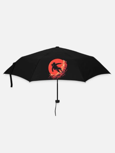 Astronaut Surfer - Regenschirm (klein) - Schwarz