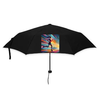 Laufende Frau 1 - Regenschirm (klein) - Schwarz - Vorne