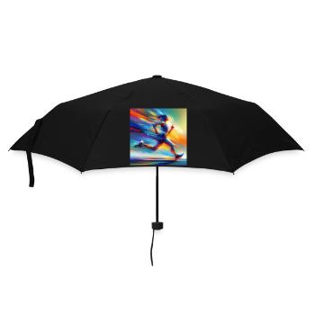 Laufende Frau 2 - Regenschirm (klein) - Schwarz - Vorne