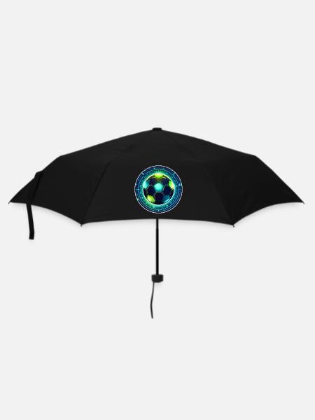 Neon Football Emblem with Star Ring - Umbrella (small) - black
