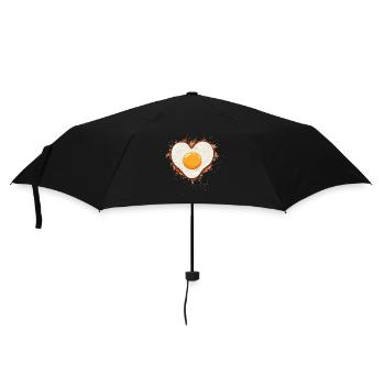 Spiegelei mit Herz - Regenschirm (klein) - Schwarz - Vorne