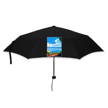 Lac de Bracciano Italie Affiche de voyage vintage WPA Art - Parapluie standard - noir - Devant