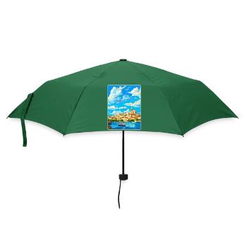 San Antonio Spanien Vintage Reiseplakat Souvenir - Regenschirm (klein) - Flaschengrün - Vorne