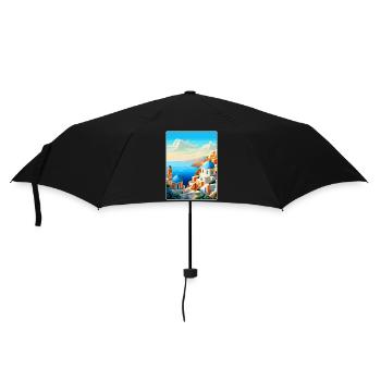 Santorini Griechenland Vintage Reiseplakat Souvenir - Regenschirm (klein) - Schwarz - Vorne