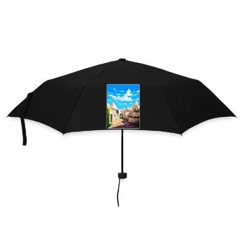 Alberobello Italien Vintage Reiseplakat Souvenir - Regenschirm (klein) - Schwarz - Vorne