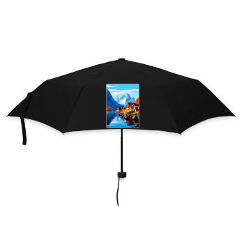 Affiche de voyage vintage des îles Lofoten en Norvège WPA - Parapluie standard - noir - Devant