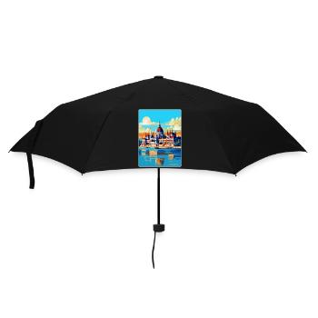 Budapest Hungary Vintage Travel Poster Souvenir - Umbrella (small) - black - Front