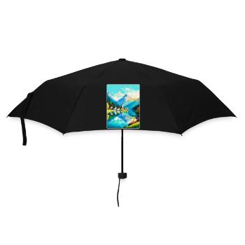 Wolfgangsee Autriche Affiche de voyage vintage souvenir - Parapluie standard - noir - Devant