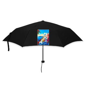 Santorin Grèce Affiche de voyage vintage souvenir - Parapluie standard - noir - Devant