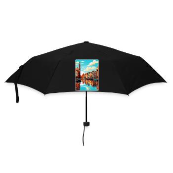 Amsterdam Pays-Bas Affiche de voyage vintage WPA - Parapluie standard - noir - Devant