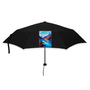 Fjorde Norwegen Vintage Reiseposter WPA Souvenir - Regenschirm (klein) - Schwarz - Vorne
