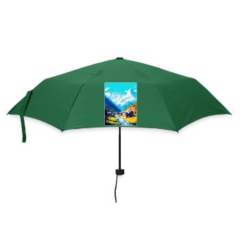 Saas Fee Switzerland Vintage Travel Poster WPA Art - Umbrella (small) - bottlegreen - Front