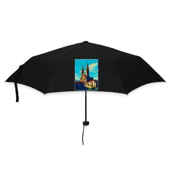 Santiago De Compostela Spanien Vintage Reiseposter - Regenschirm (klein) - Schwarz - Vorne