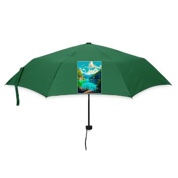 Plitvice Lakes National Park Croatia Travel Poster - Umbrella (small) - bottlegreen - Front