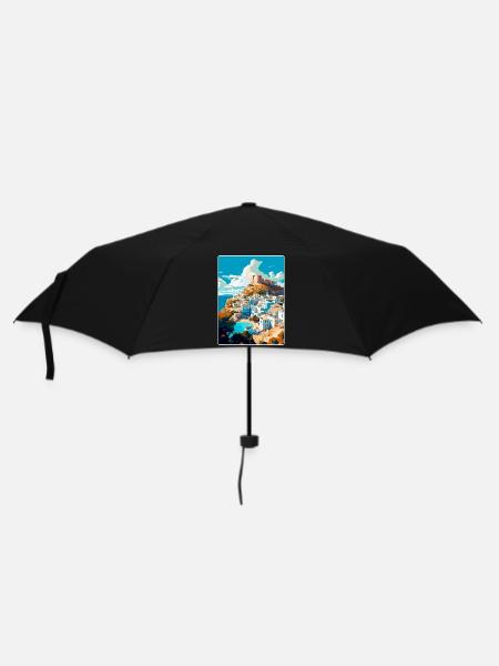 Lindos Greece Vintage Travel Poster WPA Souvenir - Umbrella (small) - black