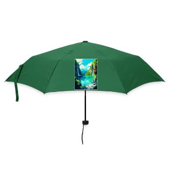 Plitvice Lakes National Park Croatia Travel Poster - Umbrella (small) - bottlegreen - Front