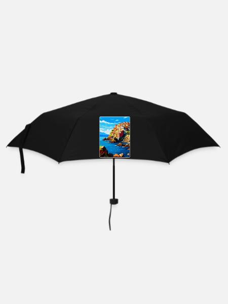Cinque Terre Italie Affiche de voyage vintage souvenir - Parapluie standard - noir