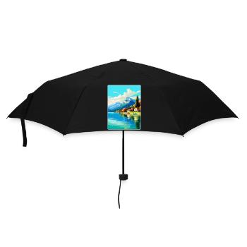 Lac d’Annecy France Affiche de voyage vintage souvenir - Parapluie standard - noir - Devant