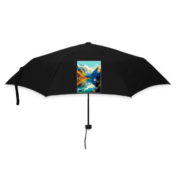 The Fjords Norway Vintage Travel Poster Souvenir - Umbrella (small) - black - Front