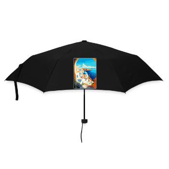 Santorini Griechenland Vintage Reiseplakat Souvenir - Regenschirm (klein) - Schwarz - Vorne
