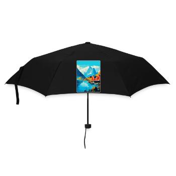 Affiche de voyage vintage des îles Lofoten en Norvège WPA - Parapluie standard - noir - Devant