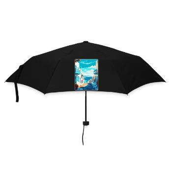 Mykonos Greece Vintage Travel Poster Souvenir WPA - Umbrella (small) - black - Front