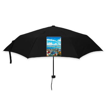 Reykjavik Iceland Vintage Travel Poster Souvenir - Umbrella (small) - black - Front