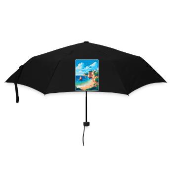 Algarve Portugal Vintage Reiseplakat Souvenir - Regenschirm (klein) - Schwarz - Vorne