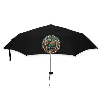 Stained glass window with a floral design - Umbrella (small) - black - Front