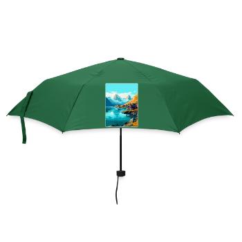 Lofoten Norwegen Vintage Reiseposter WPA - Regenschirm (klein) - Flaschengrün - Vorne