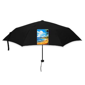 Playa De Las Americas Spain Vintage Travel Poster - Umbrella (small) - black - Front