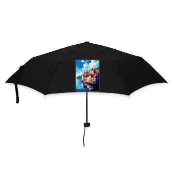 Porto Portugal Vintage Reiseplakat Souvenir WPA - Regenschirm (klein) - Schwarz - Vorne