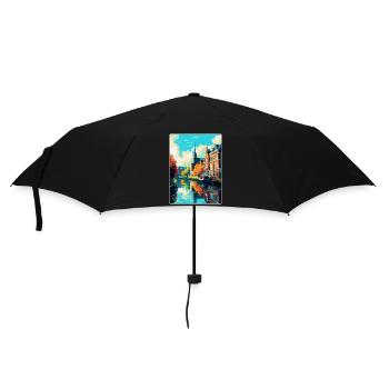 Zwolle Netherlands Vintage Travel Poster Souvenir - Umbrella (small) - black - Front