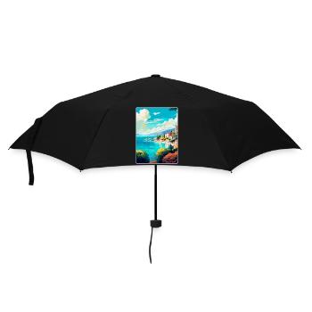 Vis Island Croatia Vintage Travel Poster Souvenir - Umbrella (small) - black - Front