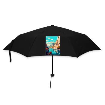 Omis Kroatien Vintage Reiseplakat WPA Souvenir - Regenschirm (klein) - Schwarz - Vorne