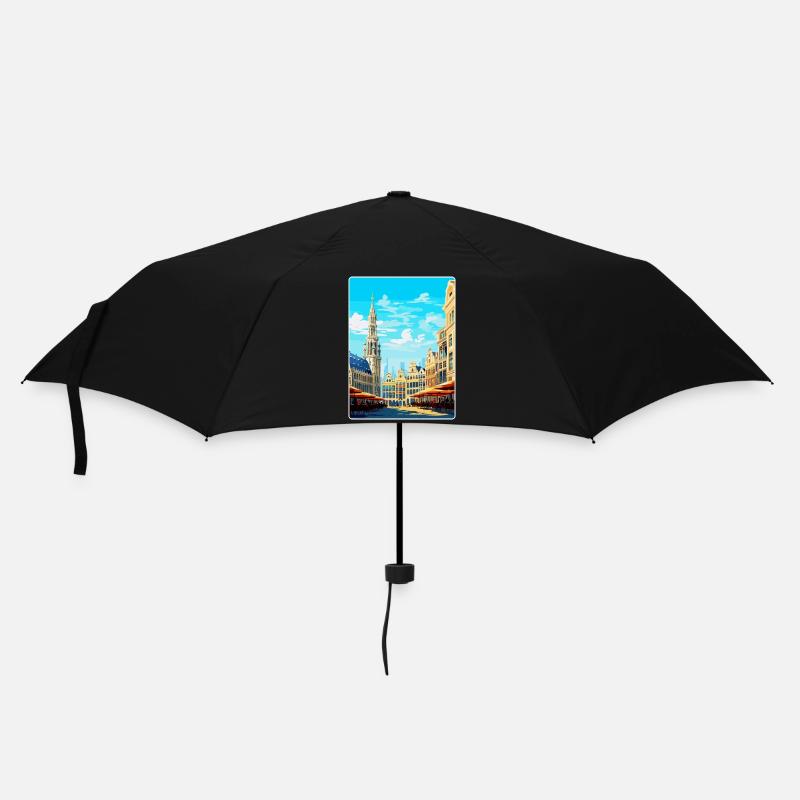 Brüssel Belgien Vintage Reiseplakat Souvenir - Regenschirm (klein) - Schwarz