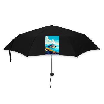 Visovac Kroatien Vintage Reiseplakat Souvenir WPA - Regenschirm (klein) - Schwarz - Vorne