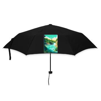 Krka Nationalpark Kroatien Vintage Reiseplakat - Regenschirm (klein) - Schwarz - Vorne