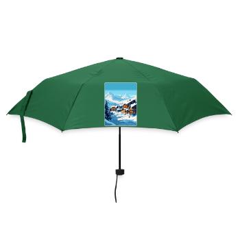 Val Thorens France Affiche de voyage vintage Souvenir - Parapluie standard - vert bouteille - Devant