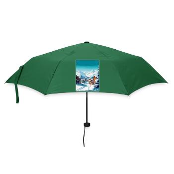 Val Thorens France Affiche de voyage vintage Souvenir - Parapluie standard - vert bouteille - Devant