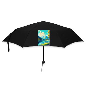 Wolfgangsee Autriche Affiche de voyage vintage souvenir - Parapluie standard - noir - Devant