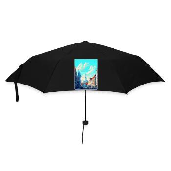 Brussels Belgium Vintage Travel Poster Souvenir - Umbrella (small) - black - Front