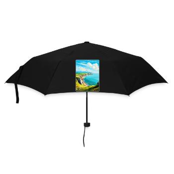 Grand Orme Pays de Galles Royaume-Uni Affiche de voyage vintage souvenir - Parapluie standard - noir - Devant