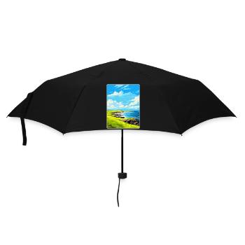 Isle Of Sanday Scotland Uk Vintage Travel Poster - Umbrella (small) - black - Front