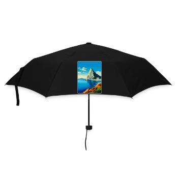 Rock Of Gibraltar Vintage Travel Poster Souvenir - Umbrella (small) - black - Front