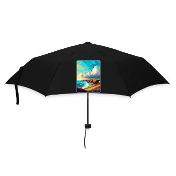 Pembrokeshire Pays de Galles Royaume-Uni Affiche de voyage vintage WPA - Parapluie standard - noir - Devant